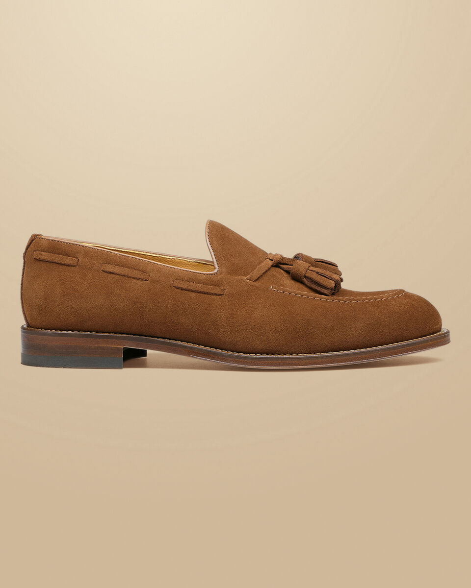 Charles Tyrwhitt chestnut brown suede tassel loafer