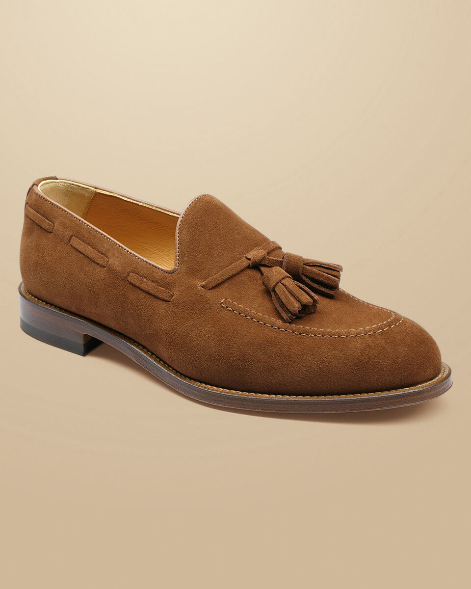 Charles Tyrwhitt chestnut brown suede tassel loafer