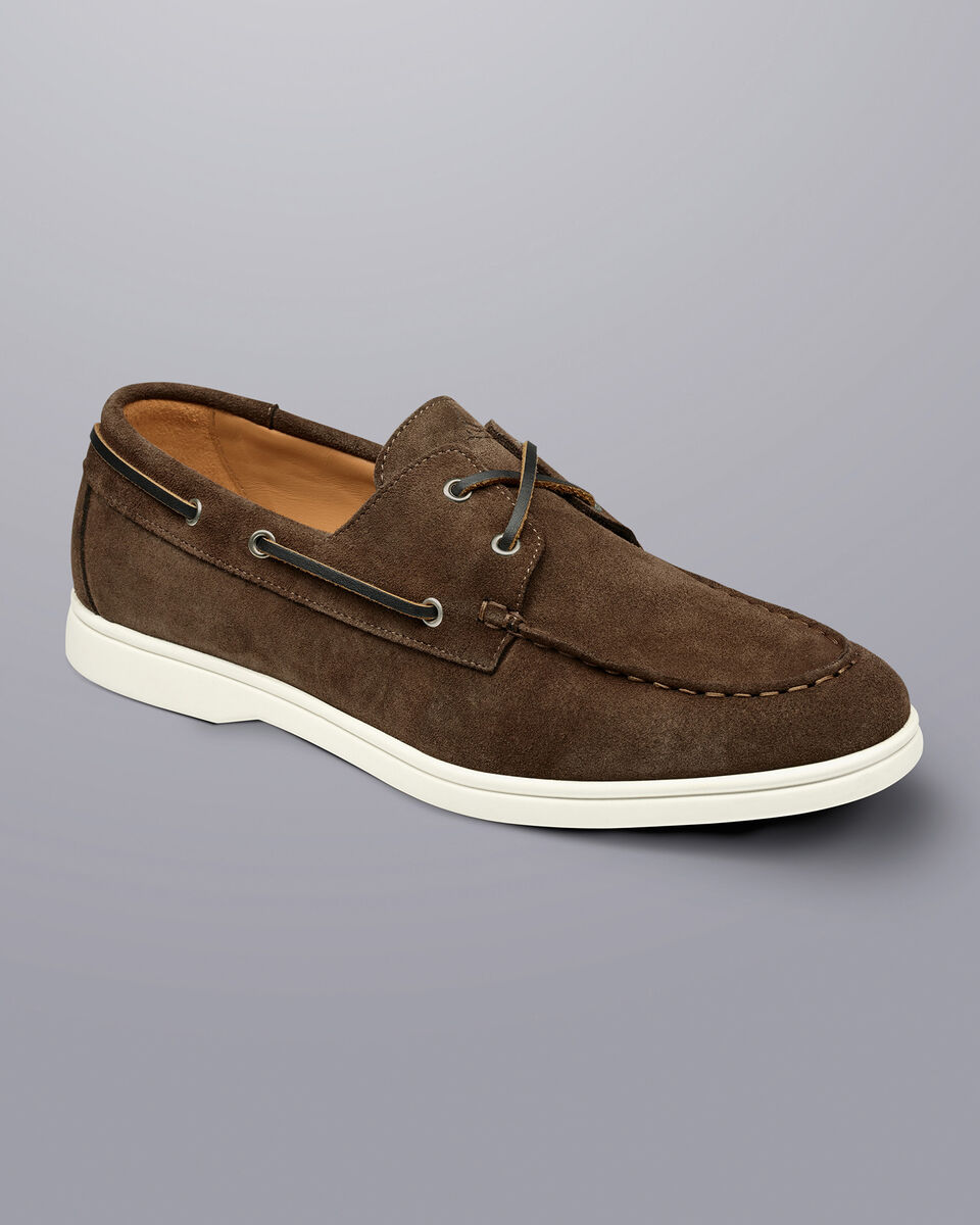 Charles Tyrwhitt Dark chocolate suede boat shoe