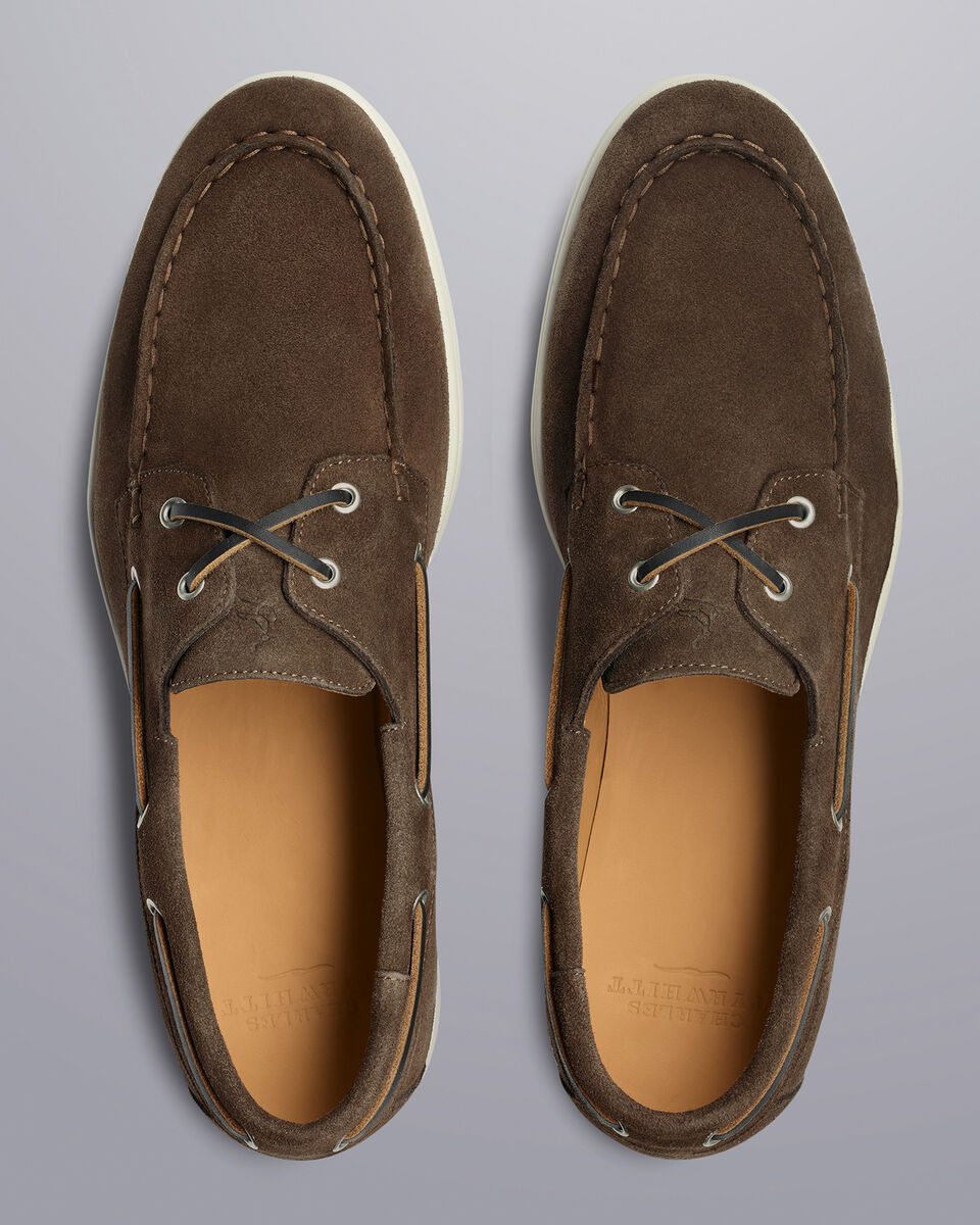 Charles Tyrwhitt Dark chocolate suede boat shoe