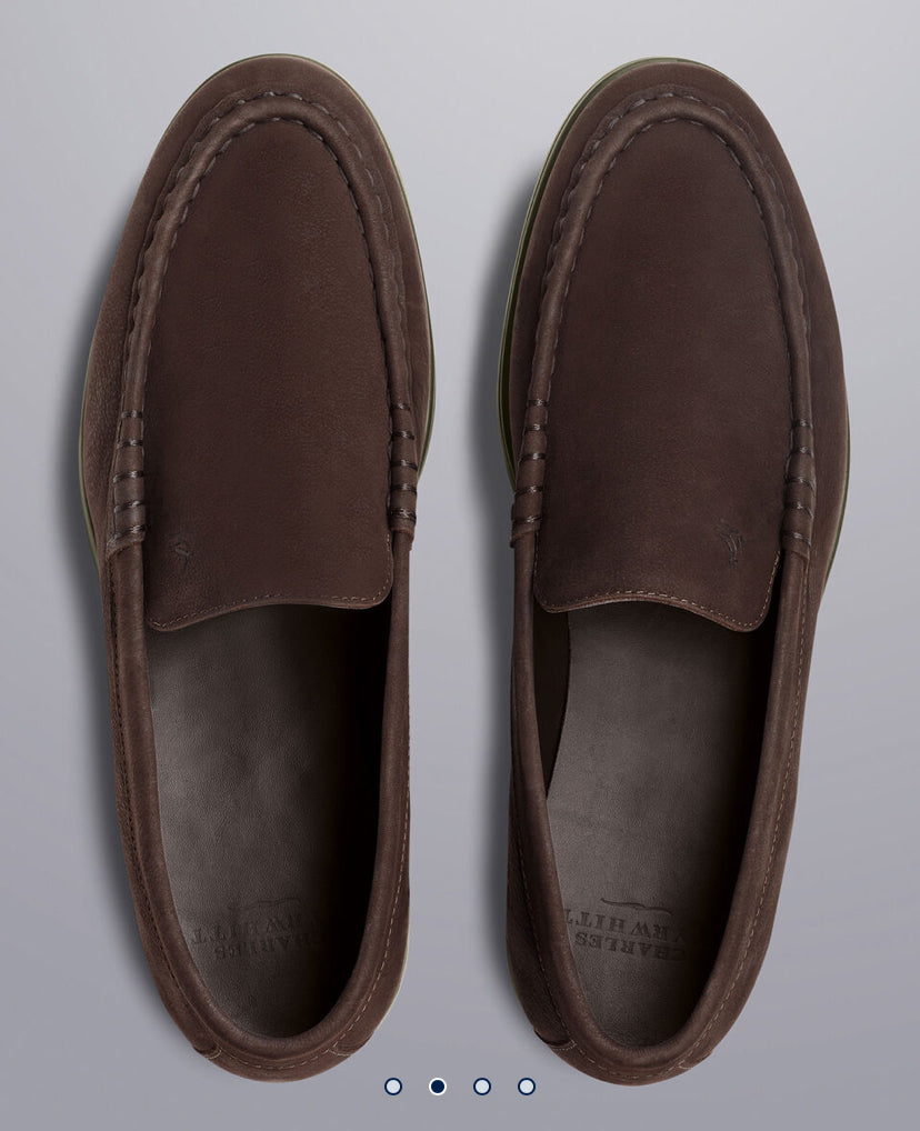 Charles Tyrwhitt chocolate brown nubuck trainer slipon