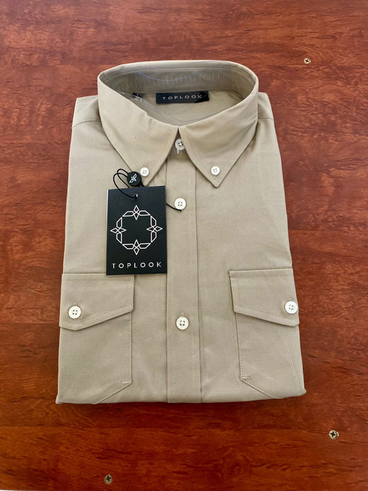 Toplook Plaza Taupe Double Pocket Shirt