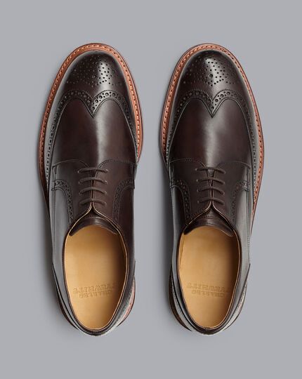 Charles Tyrwhitt Dark Chocolate Brogue Derby Rubbersole Shoe