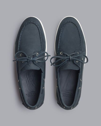 Charles Tyrwhitt steel blue nubuck boat shoe