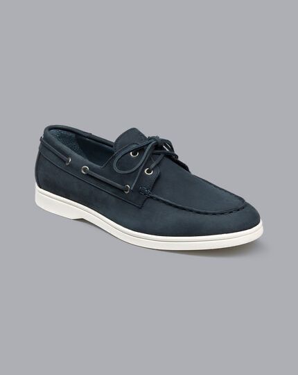 Charles Tyrwhitt steel blue nubuck boat shoe