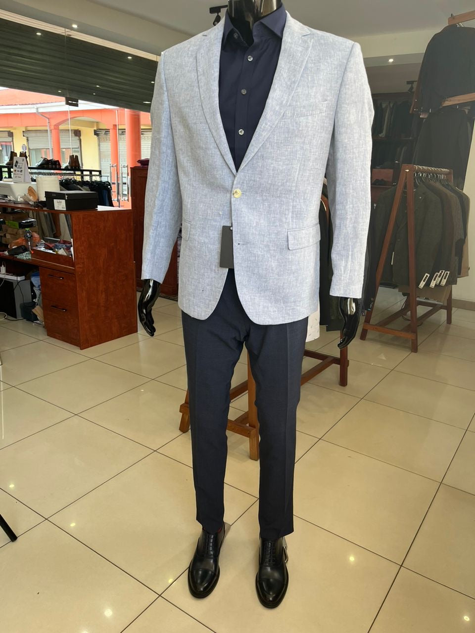 Hawes & Curtis Ice Blue Linen Blazer