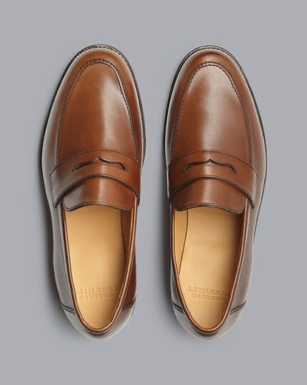 Charles Tyrwhitt dark tan saddle loafer