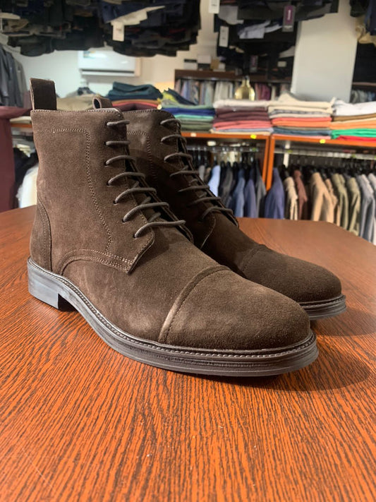 John White Brown Suede Laceup Shoe