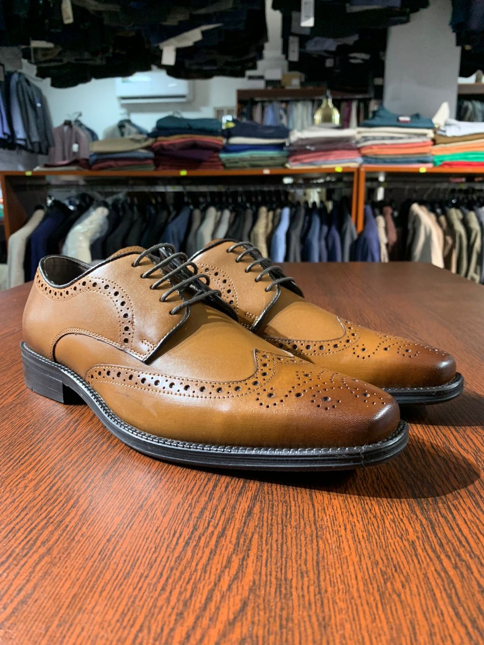 John White Tan Derby Brogue Wingtip Shoe